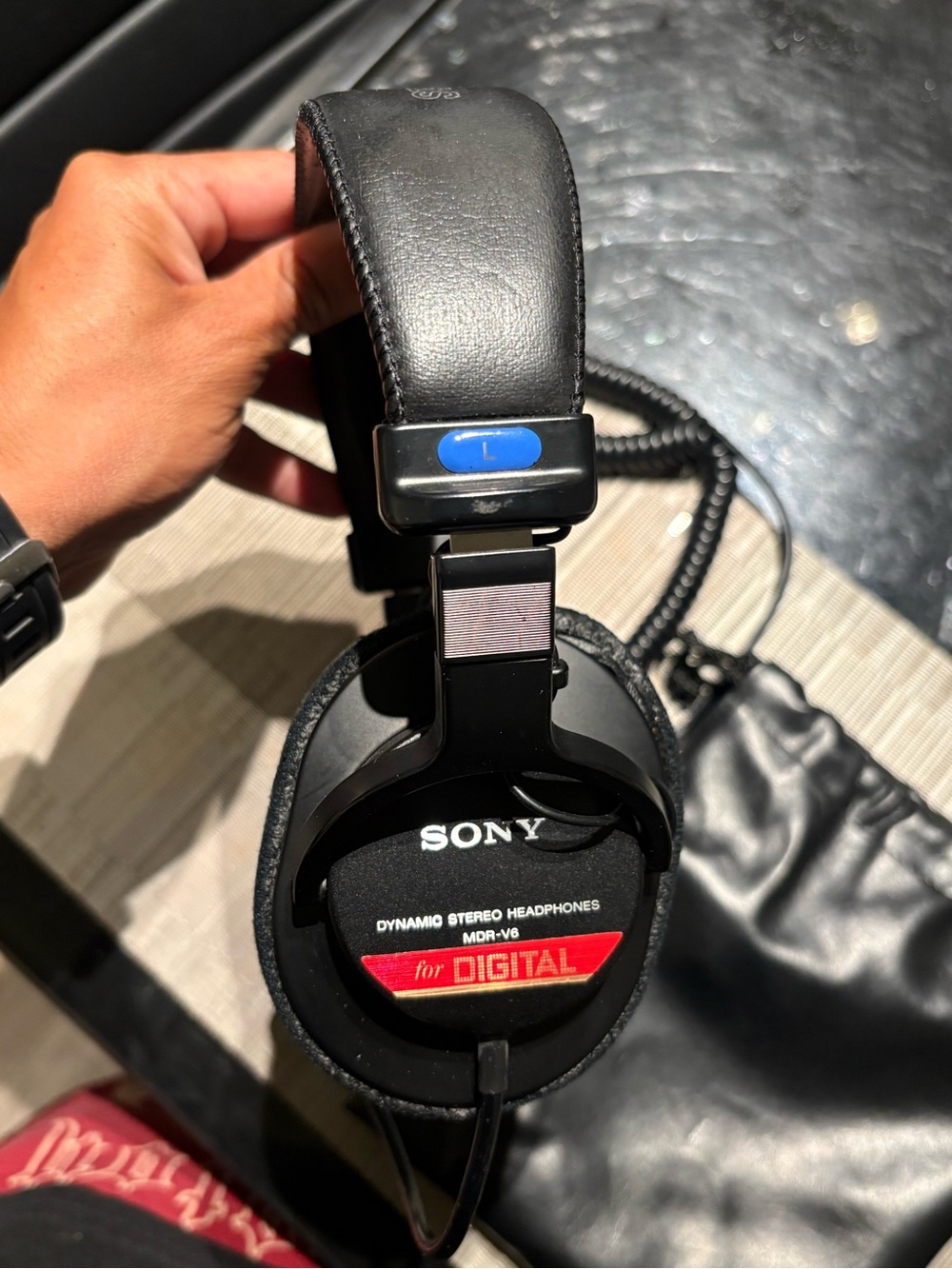 Sony MDR-V6 Over-Ear Headphones — Black with Red Accent